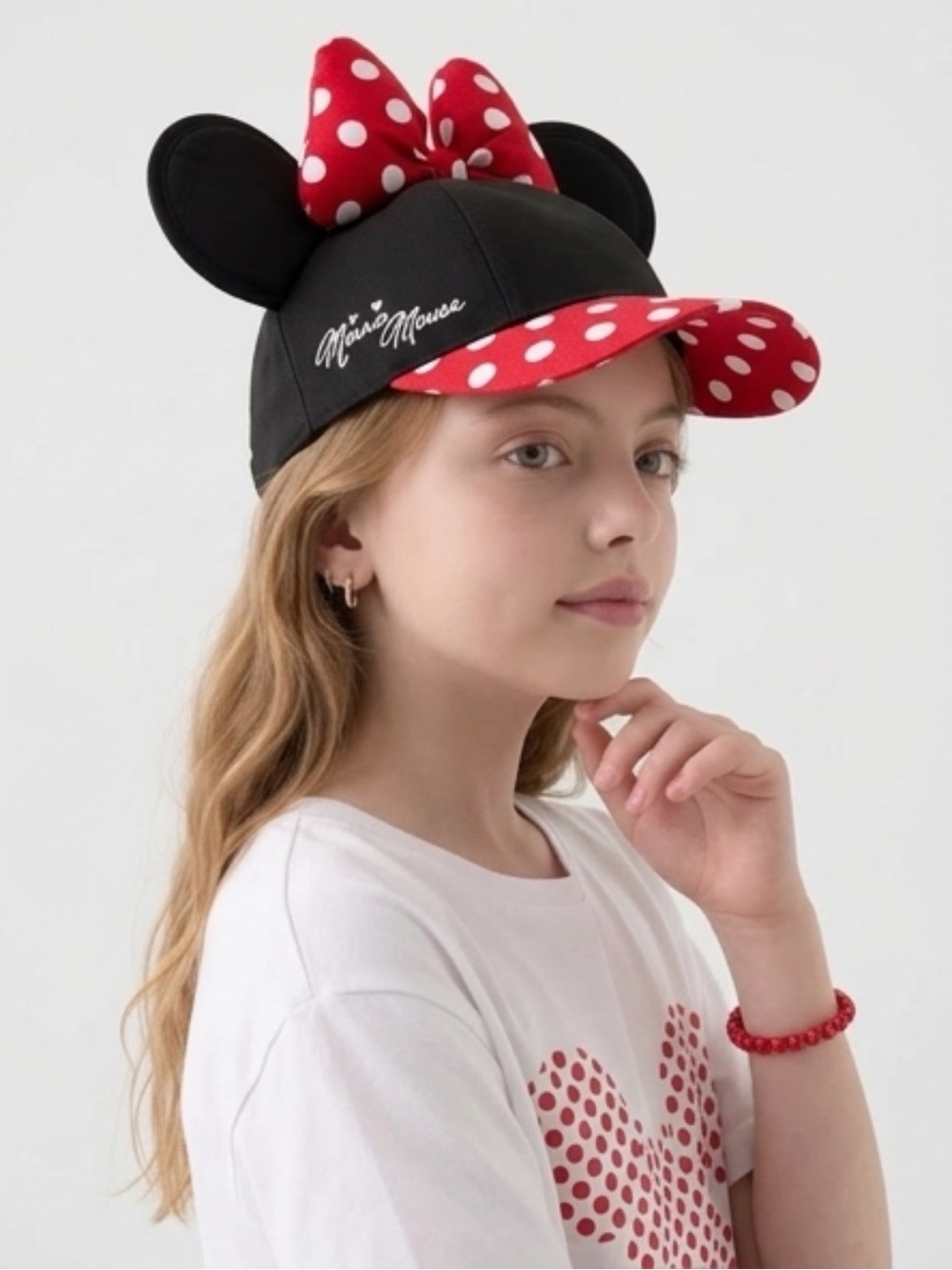 Disney Parks Minnie Mouse Baseball Cap Red/Black/White Youth ~New~